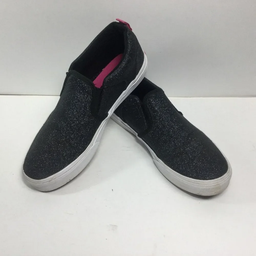 Vans Off‎ the Wall skateboard shoes Missy Size 5 Black glitter Fashion slip-on